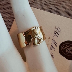 Wide Band Thick Ring with Crack / Statement Ring / Wide Band Ring / Wide Band Gold Ring / 925 Sterling Silver 14k Gold Plated