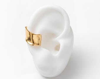 Sculptural Minimalist Ear Cuff • No Piercing Ear Wrap Ear Cuff • 14k Gold Plated 925 Sterling Silver • Wedding Jewelry • Godess Jewelry