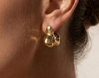 Sculptural Statement Earrings • 14k Gold Plated 925 Sterling Silver