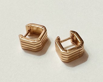 Square 925 silver 14k gold plated French minimalist earings