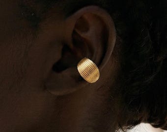 Wide Band Minimalist Ear cuff • 14k Gold Plated 925 Sterling Silver