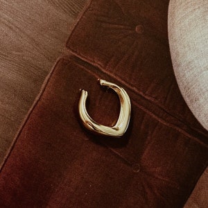Folded Coner Gold Ear Cuff / Folded Corner Basic Minimalist Gold Ear Cuff / 925 sterling Silver 14k gold plated