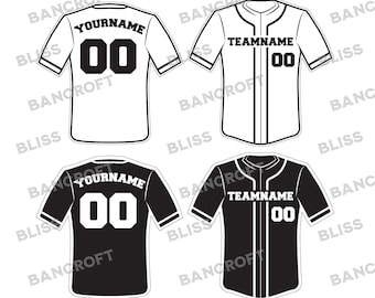 Baseball and Softball jersey (4 pack!) clip art Instant Download - SVG, PNG, JPG  - Cricut, Glowforge, Laser, Heat Transfer