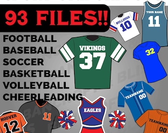 Maillot de football svg Maillot de football svg Pom-pom girl Uniforme svg Maillot de baseball SVG Maillot de softball SVG Maillot de basket-ball Maillot de volley-ball
