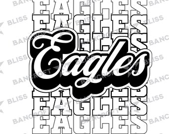 Eagles Repeated Name | School Spirit | Eagles Football | High School Eagles Football T-shirt Digital Download | Heat Press, Heat Transfer