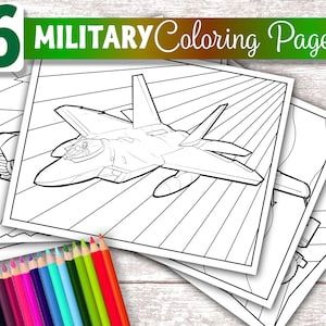 Druckbare Malvorlagen Militär Maschinen Digitaler Download Panzer Flugzeuge Hubschrauber JPG-Dateien Armee Eltern Marines Marine Eltern Luftwaffe Kinder