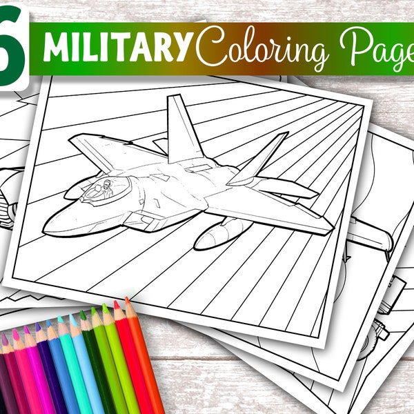 Printable Coloring Pages Military Machines Digital Download Tank Planes Helicopters JPG Files Army Parent Marines Navy Parent Air force Kids