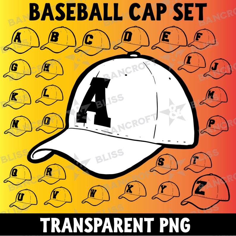 Baseball Cap SVG Baseball Hat SVG Baseball Hats With Letters Whole Alphabet Baseball Cap PNG