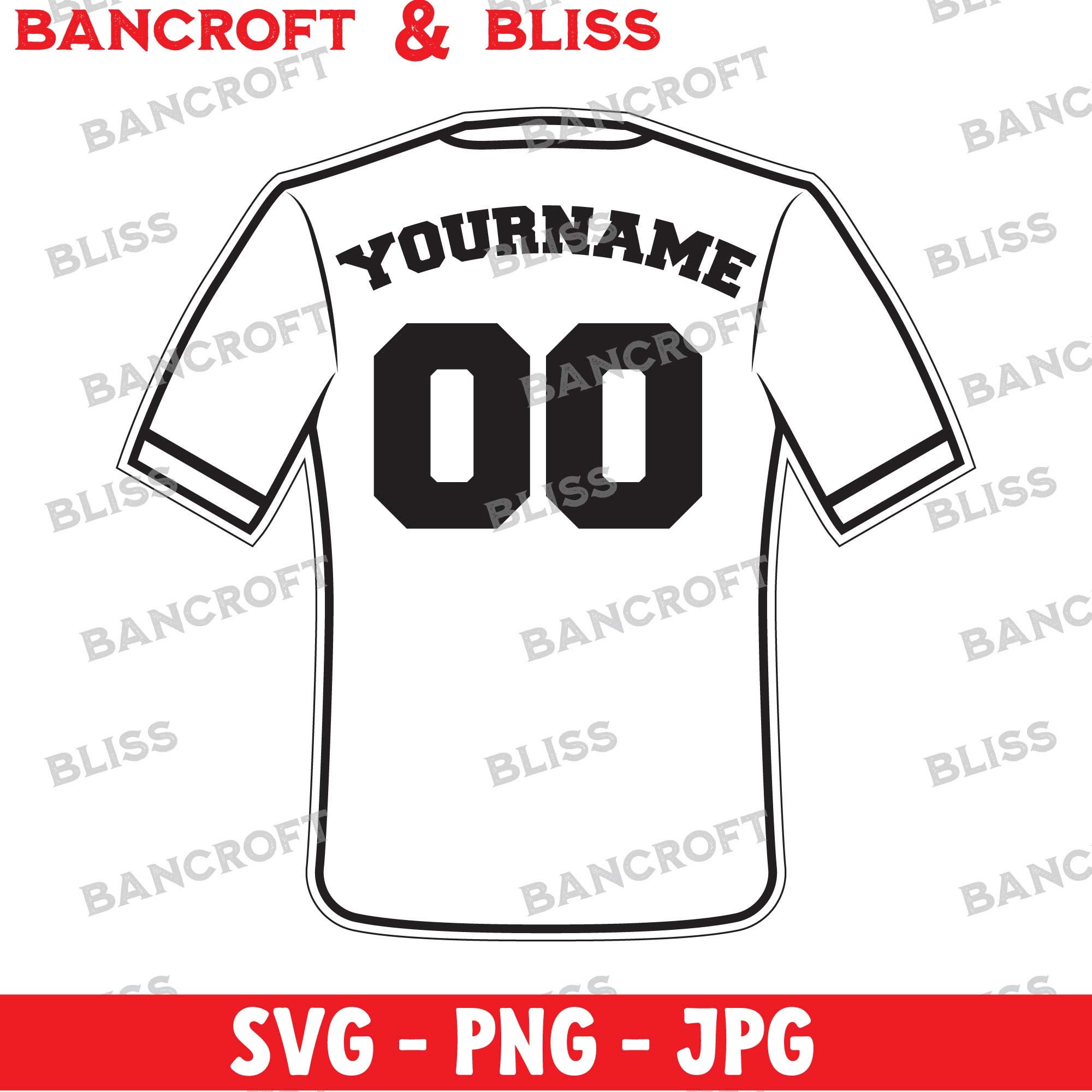 Baseball and Softball Jersey Back Clip Art Instant Download 