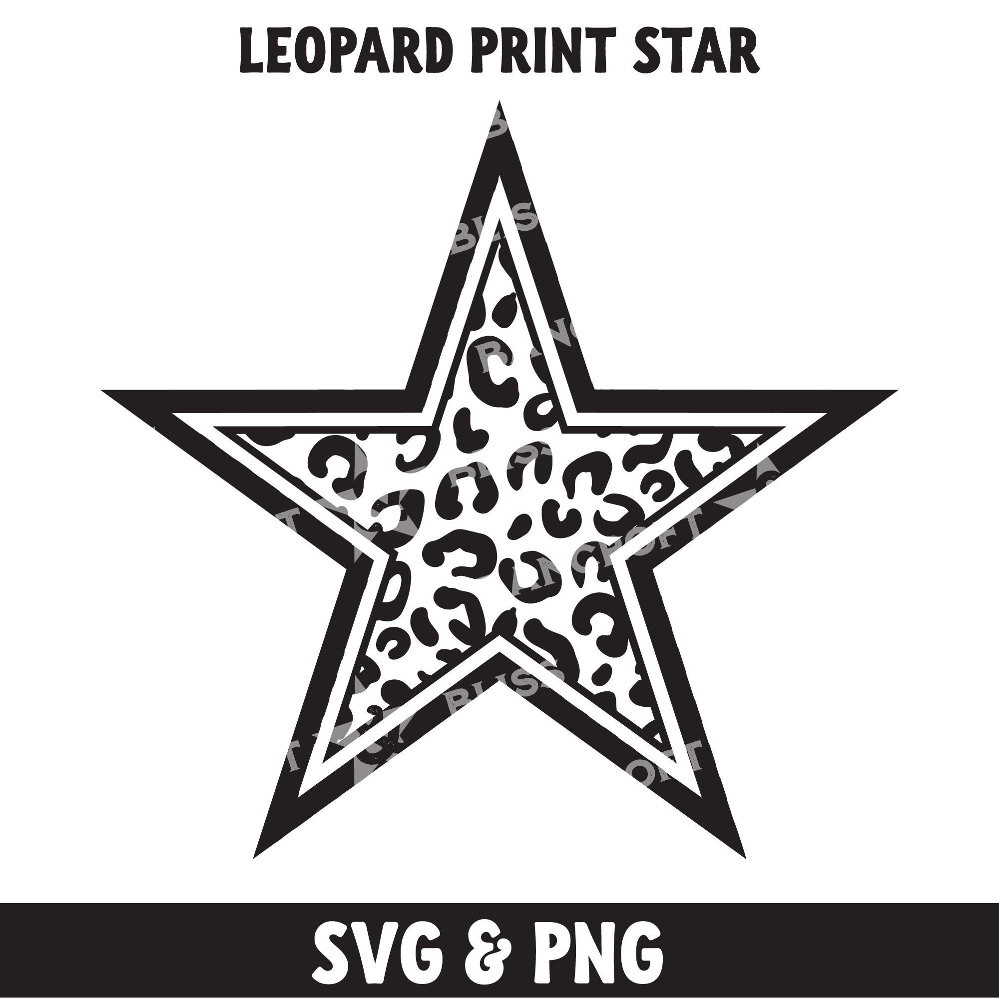 Leopard Print Star SVG Star PNG Star Instant Download Cheetah Print Svg