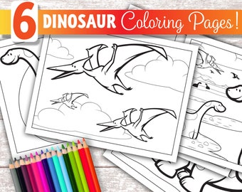 Página para colorear de dinosaurios imprimible, libro para colorear de dinosaurios, manualidades de dinosaurios, página para colorear imprimible para niños, página para colorear jurásica, hoja para colorear de T Rex