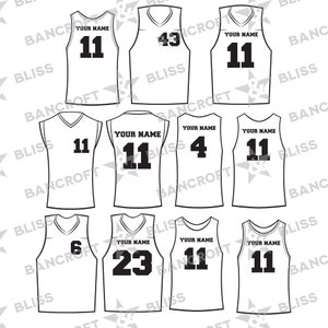 Lot de 11 maillot de basket-ball svg Maillot de basket-ball svg Jersey PNG Basketball Jersey PNG uniforme de basket-ball svg