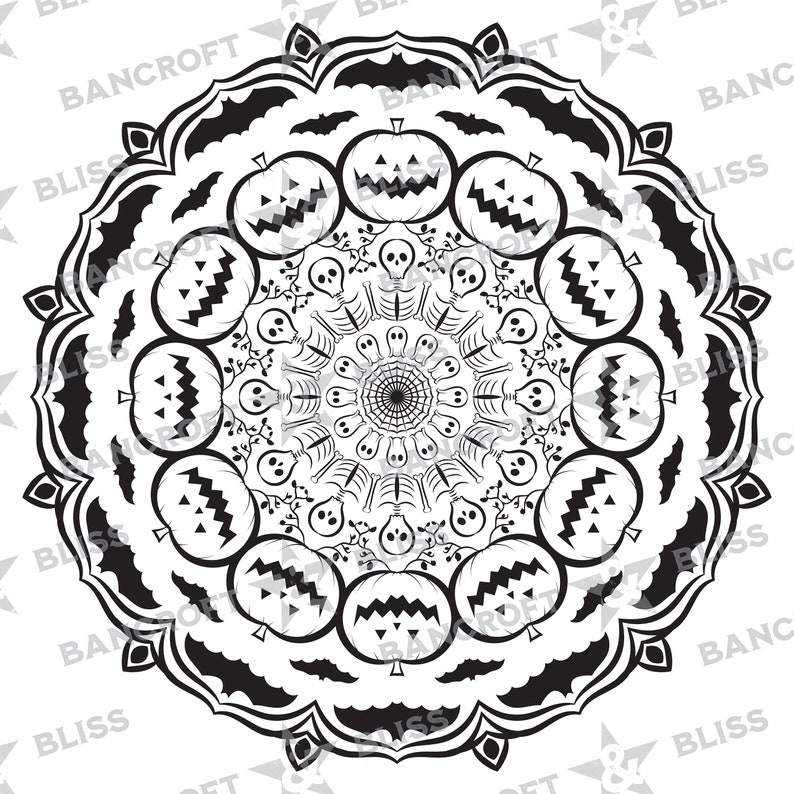 HALLOWEEN Mandala Halloween Instant Download Halloween Pattern - Etsy
