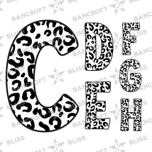 Leopard Print Letras inteiras do alfabeto clip art Download instantâneo Leopard SVG Cheetah SVG Leopard Font Cheetah Font Animal Print Font