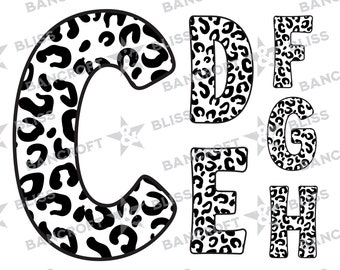 Leopard Print Letters Whole Alphabet clip art Instant Download Leopard SVG Cheetah SVG Leopard Font Cheetah Font Animal Print Font