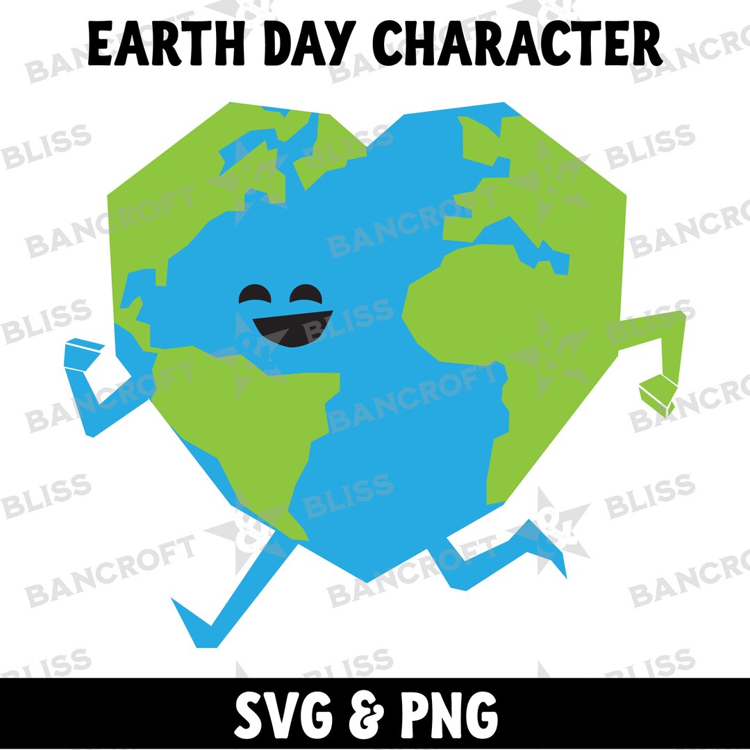 Earth Day SVG Earth Character Svg Earth Heart Svg Happy Earth Day Art ...
