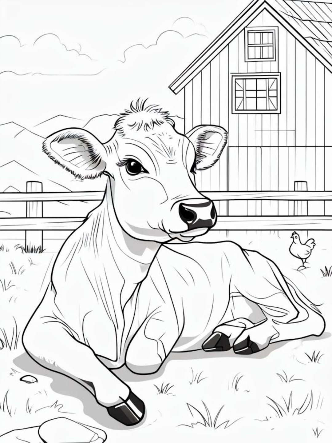 Adorable Cow Coloring Pages - 5-page PDF Download for Kids & Adults - Etsy