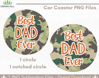 PNG Car Coaster Sublimation Design, Meilleur papa de tous les temps, téléchargement numérique