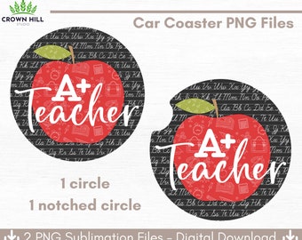 A + Enseignant PNG Car Coaster Sublimation Design