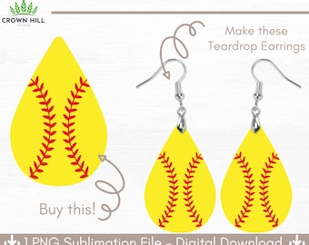 PNG Softball Earring Design for Sublimation