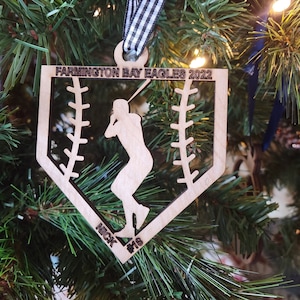 2022 Wooden Home Plate Baseball Christmas Ornament