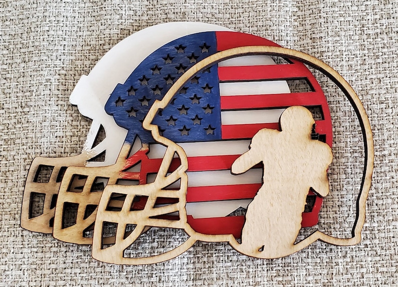 Layered American Flag Football Helmet With Quarterback Etsy