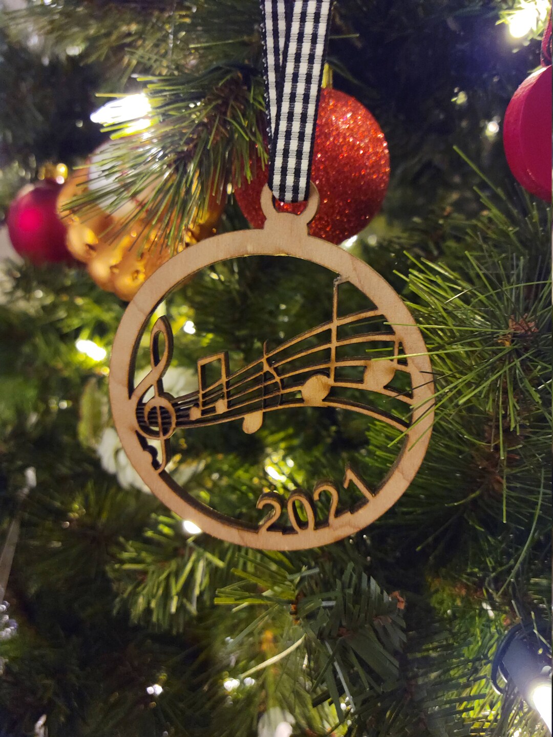 2022 Wooden Music Notes Christmas Ornament Etsy