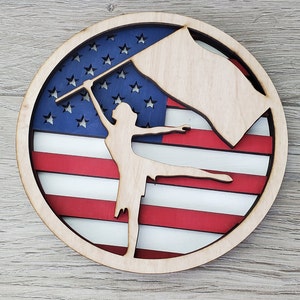 Layered American Flag Color Guard Girl ---Digital File Only--- DXF, SVG, PDF