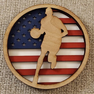 Layered American Basketball Player Dribbling ---Digital File Only--- DXF, SVG, PDF