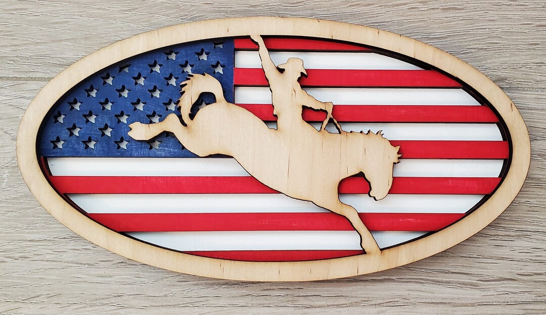 Layered Bronco Rider With American Flag ---digital File Only--- DXF, Ai ...