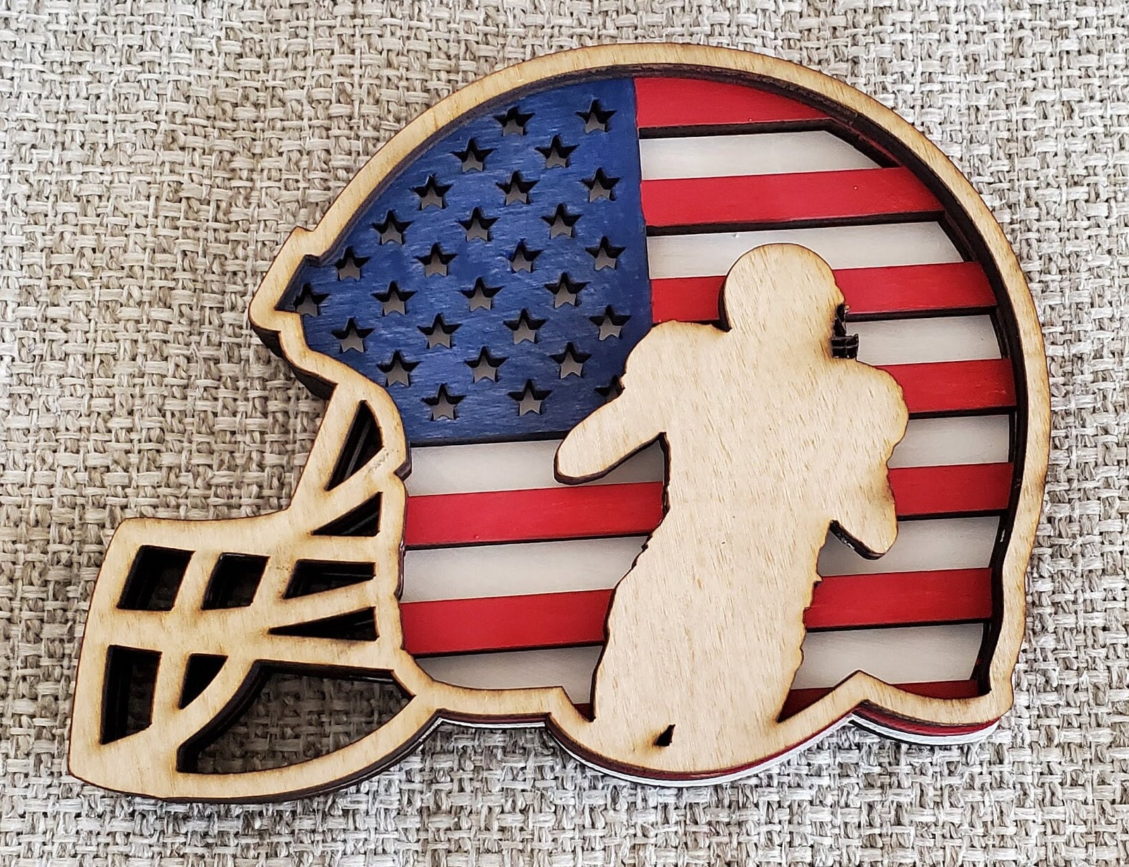 Layered American Flag Football Helmet With Quarterback Etsy