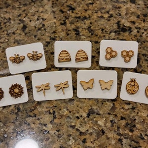 Summer Time Earring Stud Collection for Laser Cutting---Digital File--- DXF, SVG, PDF