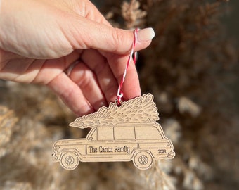 Vintage Jeep Grand Wagoneer Personalized wood ornament gift tag Christmas gift