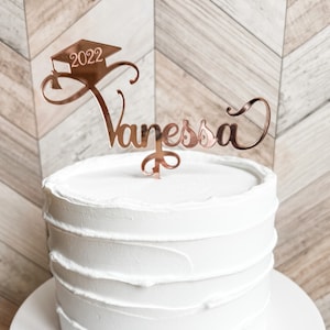 Custom Personalized Gold or Silver or Rose Gold Acrylic 2023 Graduation Cake Topper Ships in 24-48 business hours
