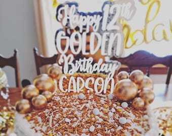 Golden Birthday Personalized Acrylic Custom Cake Topper