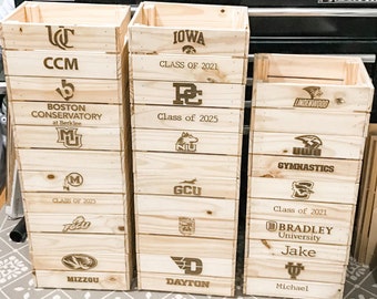 Custom Logo High School or College Graduation Crate Personalized Engraved Wood Crate