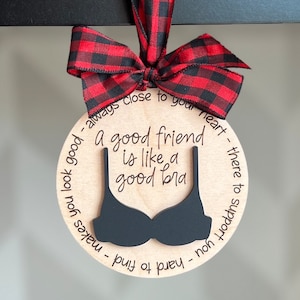 Bra Funny Girlfriend Friendship Sisterhood Ornament Keepsake Gift Wood ornament