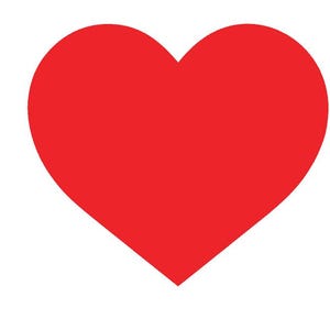 Può includere: Un cuore rosso pieno su sfondo bianco. Il cuore è un simbolo classico di amore e affetto, spesso utilizzato nei design per San Valentino o altre occasioni romantiche. L'immagine è semplice e audace.