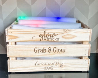 Grab & Glow Glowsticks Wedding Couples Personalized Engraved Wood Gift Card Box Crate