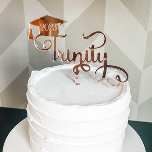 Custom Personalized Gold Acrylic Class of 2024 Graduation Cake Topper Silver or Rose Gold