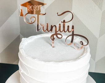 Custom Personalized Gold Acrylic Class of 2024 Graduation Cake Topper Silver or Rose Gold