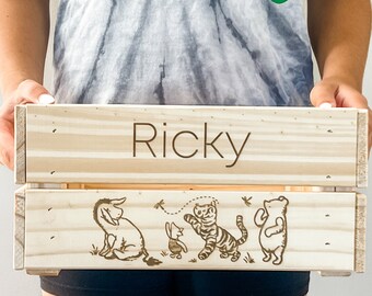 Baby Shower Baby's first birthday Personalized Engraved Wood Gift Card Box Crate