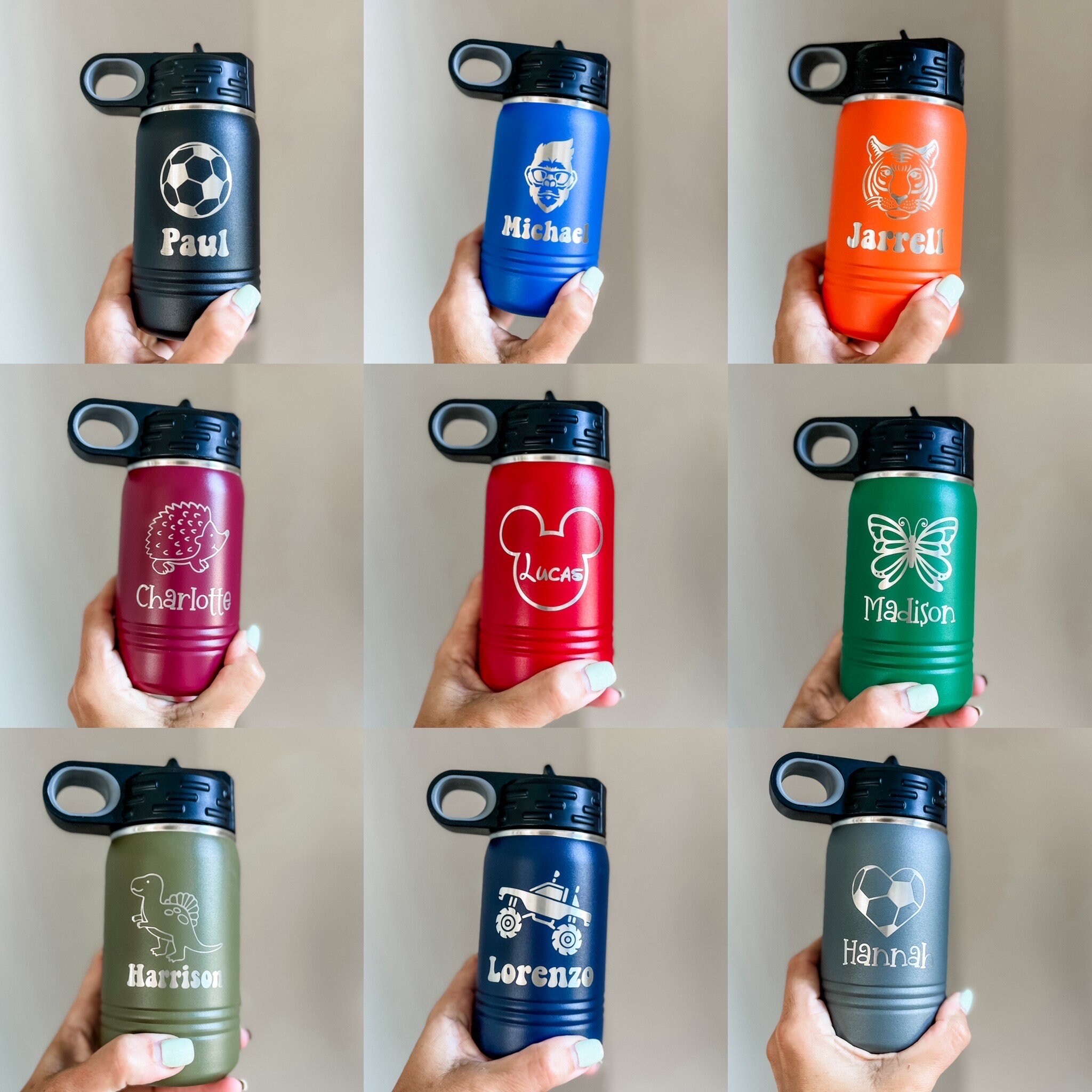 Custom Kids Personalized Engraved Water Sports Bottle 12oz Boy Girl ...