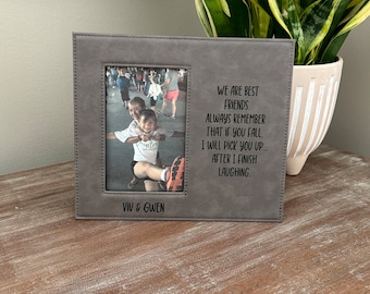 Best Friends Friendship Quote Leather Frame Custom Personalized