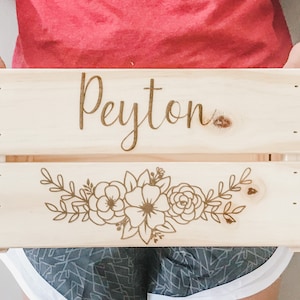 Baby Shower Baby&#39;s first birthday Personalized Engraved Wood Gift Card Box Crate