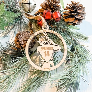 Custom Personalized Laser Engraved Wood Baseball Christmas Ornament