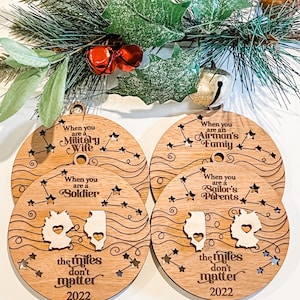The Miles Don&#39;t Matter Distance Ornament Military/Airman/Sailor/Navy/Army/Wife/Friends/Family/In Love/Parents/Grandparent/personalized