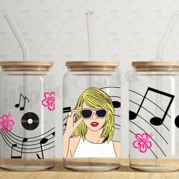 Taylor Swift Music Flowers I Can Buy My Own Flowers | UV DTF Libby Glass Cup Wrap Transfer png digital | Cup Wrap for 16oz Glass Can | Music