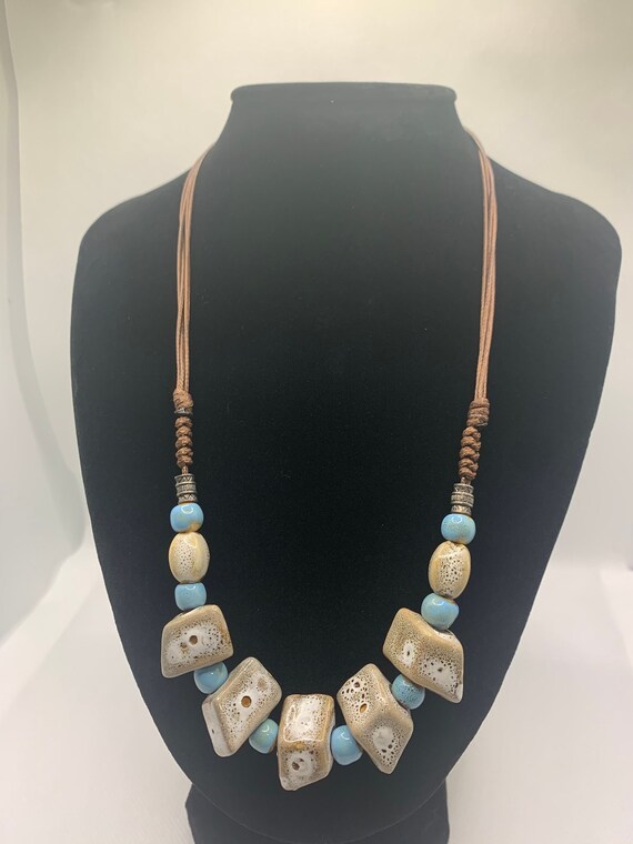 Irregular beads handmade ceramic unique necklace components