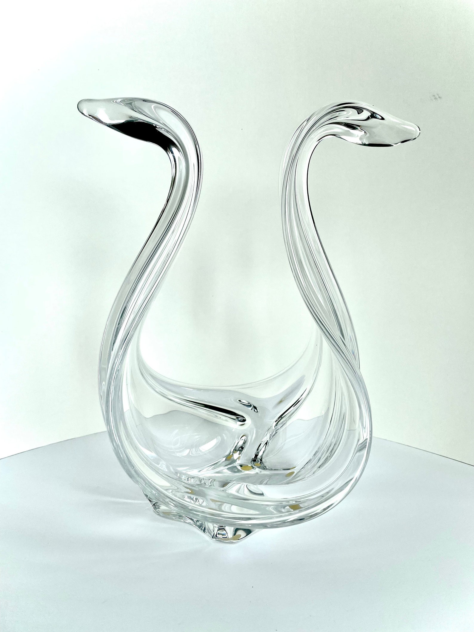 Lead Crystal Swan Bowl Etsy